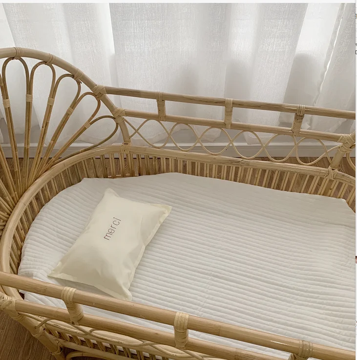 Children's Bed From Natural Rattan - Vintage Style